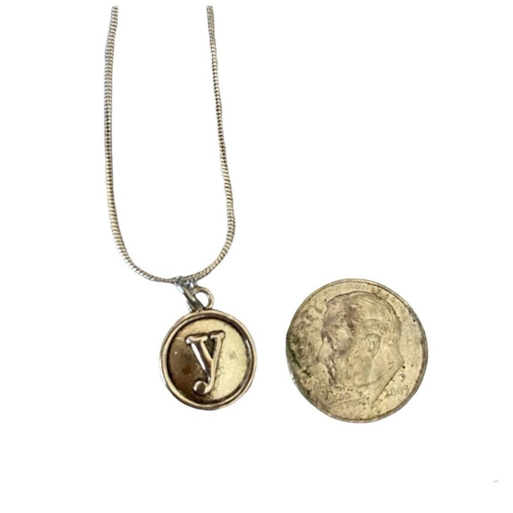 Initial Y pendant with 18” silver plated snake chain necklace NWOT